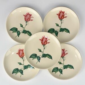 Long Stemmed Rose Vintage Harmony House Betsy Rose Set of 5 Desert Plates